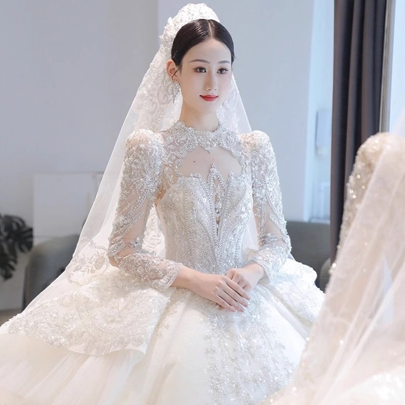 長袖 ウェディングドレス 花嫁 2024 プリンセス パレス スタイル 重工業 結婚式 メイン ウェディングドレス 小人 感