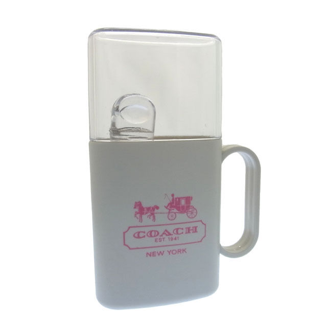 携帯歯ブラシセット ロゴ /コップ 歯ブラシ ホワイト ピンク 中古