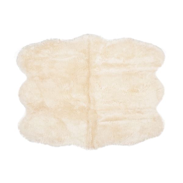 ニュージーランド産 天然ムートンの6匹 ラグマット 約140180cm ベージュ 表面：羊毛皮100％ 吸水性 放湿性 M-511-F