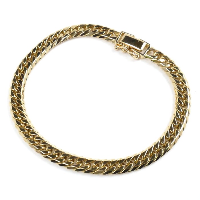 K18YG イエローゴールド ブレスレット 喜平6面Wカット 19.8g 18cm ユニセックス 中古