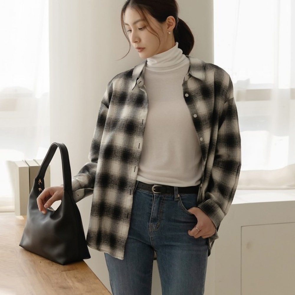 (Elysia) ポープバックボタンギンガムチェックサザン