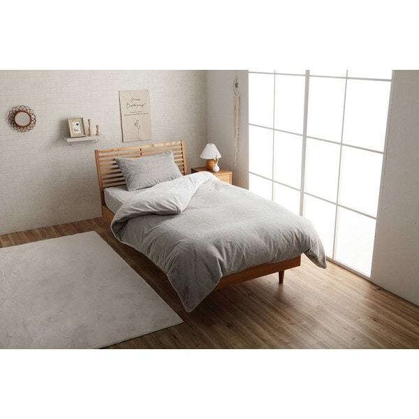 1192630330305 掛け布団カバー ダブル ロング フェイクファー 洗える 掛布団 カバー 2枚合わせ 毛布 リバーシブル フランネル 無地 La Pierce パールグレー メーカー直送