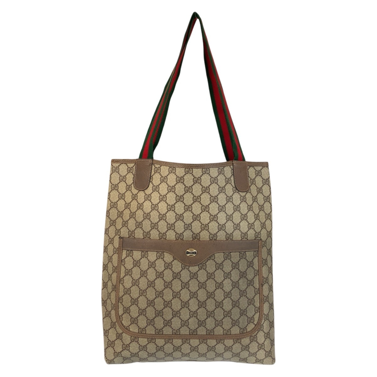 ヴィンテージ シェリーライン オールドグッチ ベージュ ブラウン GGスプリームキャンバス/レザー 39 02 003 トートバッグ ショルダーバッグ レディース 502375