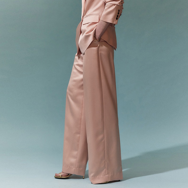 MBDP012 サテン ピンタック ワイド ロング スラックス