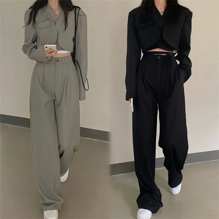 大人気！ 新入荷 今季 韓国ファッション カジュアル スモールスーツ スーツ 女性 2025 新しい 韓国 ファッション 長袖スモールスーツ+ハイウエストカジュアルパンツ