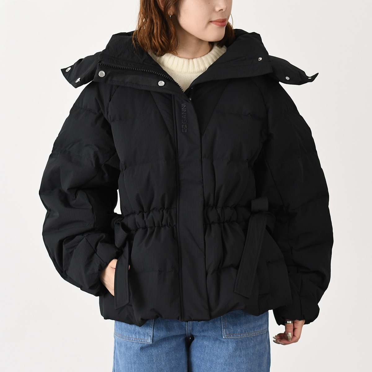 ダウン アウター TECH SOVERSIZED PUFFER JACKET F9690 F9496 レディース ブラック ダウンジャケット フード 防寒 秋冬