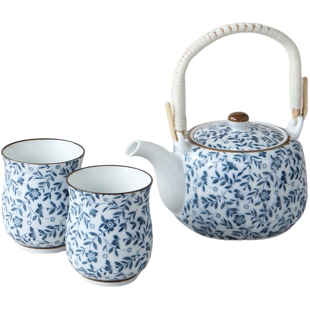エールネット(Ale-net) 有田焼 急須 湯呑セット 直径12×高さ10.2cm 630cc 野花 土瓶茶器セット 茶こし付き 磁器 日本製