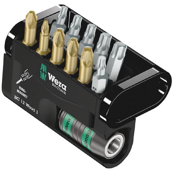 WERA ヴェラ 12点組 差込6.35mm ビットチェック 木工用ビットセット 057423 工具 ツール DIY 作業工具 道具