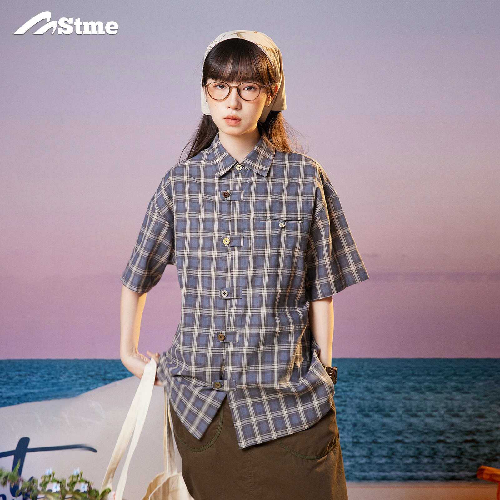 早乙女慶子 Saotome 和風レトロオールマッチカラフルボタン 中華風ボタンタブ半袖シャツ半袖夏