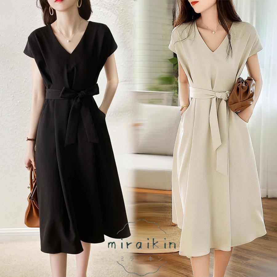 レディース 半袖 ロング丈 綿 コットン 30代 40代 50代 春 夏 シン 通勤 ウ 着やせ 可愛い 快適