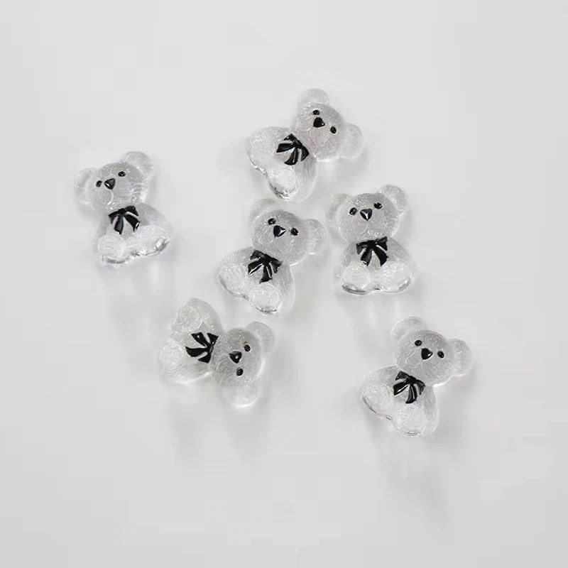 【1つ買うと10つ無料】10PCSネイルパーツ 3Dデコパーツ 自在アートに埋め込み くま 透明 ネイルアクセサリー122