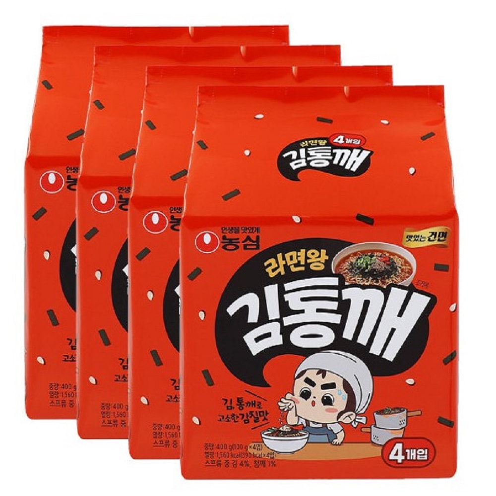 韓国-K MEAL-ラーメン王 キムゴマ100g 4入 (マルチ) 4個 (計16個) d ピリ辛 香ばしさ もちもち-K FOOD渡韓ごっこ