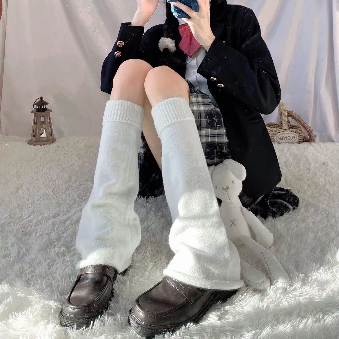 美脚和風学生jkセット女性フレアミドル丈ヤーウェンレッグセット重ねソックス