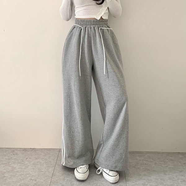 韓国ファッション ストリング サイドライン バンディング ワイド パンツ