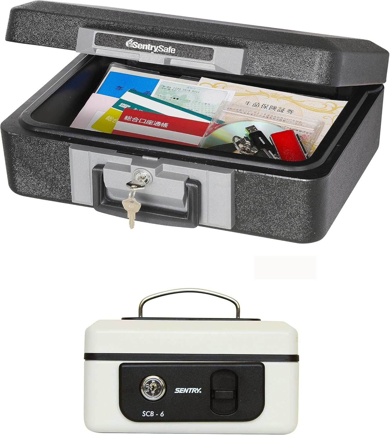 SENTRY (セントリー) 金庫 家庭用 UL規格 30分 耐火 手提げ 収納ボックス 鍵付き 7L A4 フラットキー ブラック 1160BK & 金庫 手提げ金庫 小型 キャッシュボックス 収納