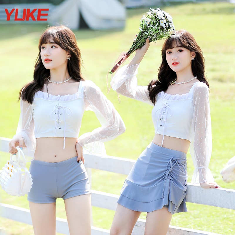 水着女性ファッション新2021年学生妖精ファン水着スプリットスカートスリーピース温泉水着 4,843円