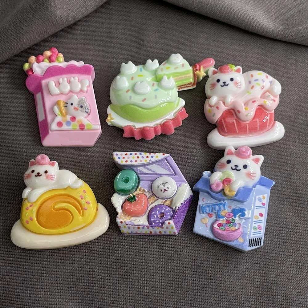 【5粒入】 子供向け猫ケーキキャラクター樹脂アクセサリー小物diy携帯ケース手作り靴花ヘアピン素材 5,531円