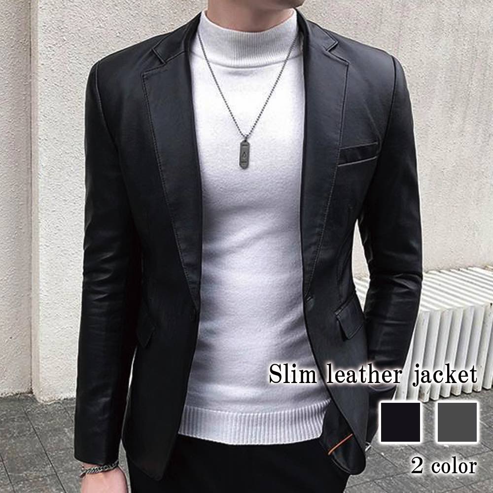 テーラードジャケット メンズ スリムレザージャケット ステンカラー 40代 チェック 厚手 アウター 冬 ブルゾン テーラード 秋 セール おしゃれ 30代 ブレザー 大きい ジャケット Tシャツ 春