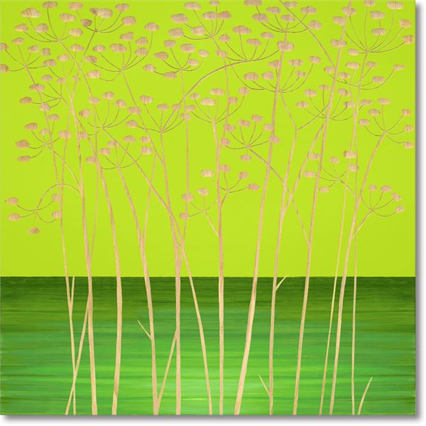 ユーパワー ウッドスカルプチャーアート 60x60cm 「フィールド フラワー2」GR+NP