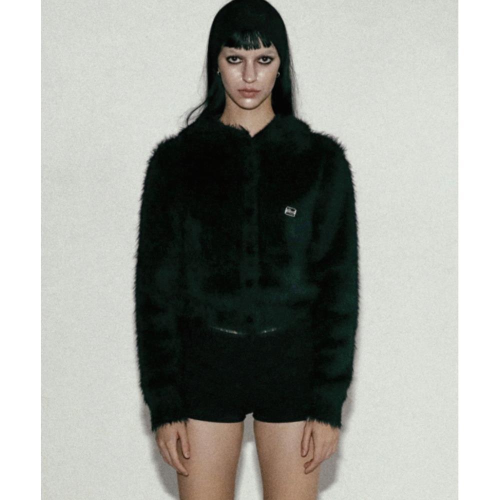 BADBLOOD BS Mohair Hooded Cardigan Black w-cdg24-035