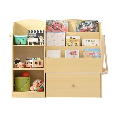 【国内即日発送】絵本ラック 絵本棚 大容量 本棚 収納ラック ワゴン付き キャスター付き 多機能 おもちゃ収納 収納ボックス 子供部屋 収納ケース 子ども用 家具 木製 キッズ