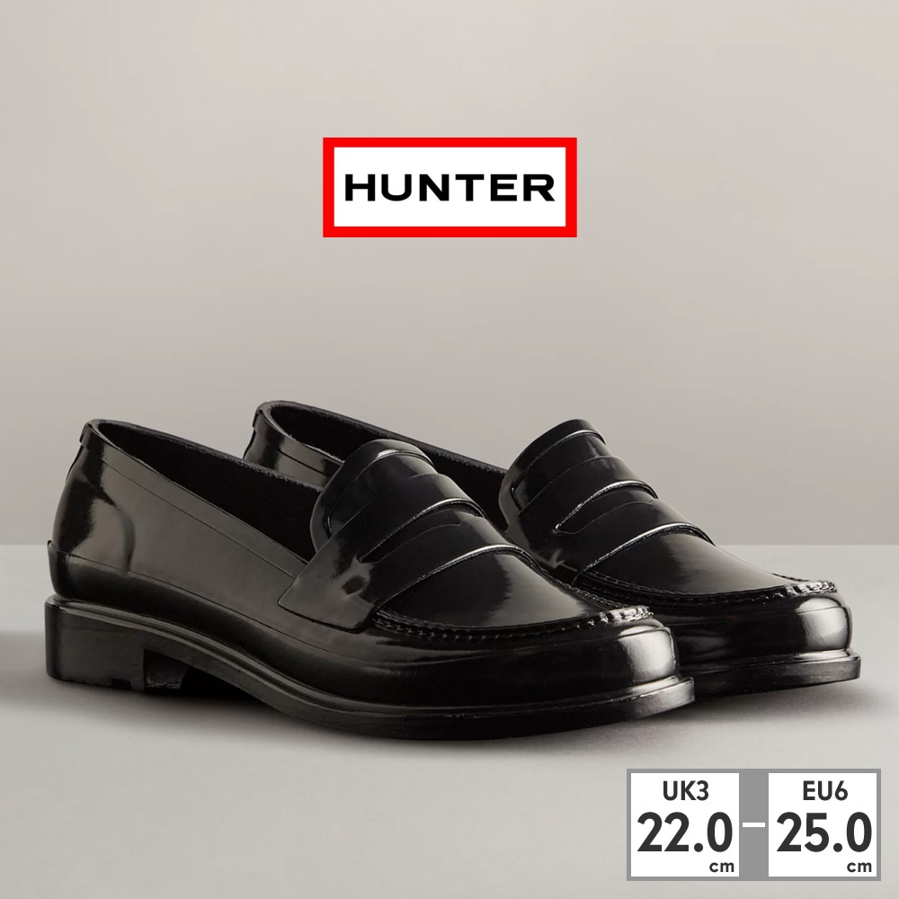 HUNTER レインシューズ レディース リファインド グロス ペニー ローファー WFF1095RGL ハンター REFINED GLOSS PENNY LOAFER 完全防水 ハンドクラフト ラバ