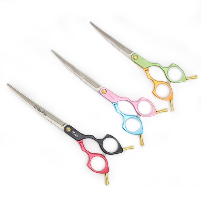 [ULLC] ジュラルミンカーブバサミ ジュラルミン素材 軽量 カーブシザー とがった刃先 毛の押されない 顔カット必需品 size選択 プードル テディベアカット