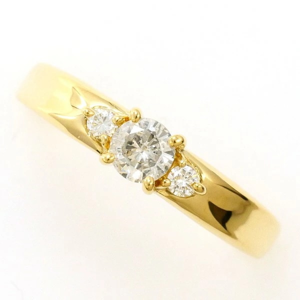 K18 18金 YG リング 指輪 15.5号 ダイヤ 0.30 ジュエリー 中古