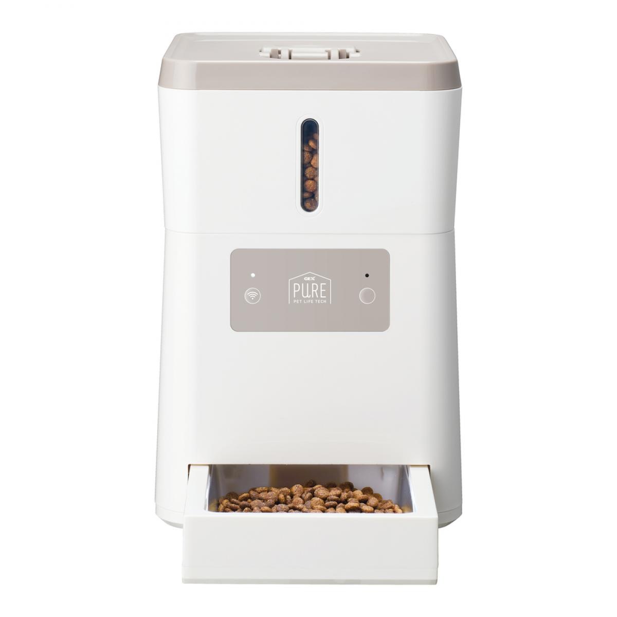 GEX ジェックス 犬 猫 自動給餌器 PURE PET AUTO FEEDER PPAF01-WH 2.5L オートフィーダー ドライフード専用 アプリ管理 コンパクト