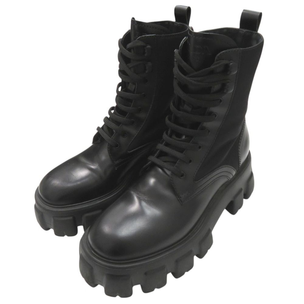 美品 コンバットブーツ モノリス Re-NYLON ブーツ ナイロン/レザー ブラック 0438【中古】 レディース