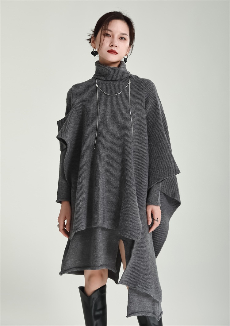 早い者勝ち マント 2点セット コート デザインセンス スリム フォーク イレギュラー ニットワンピース 快適である