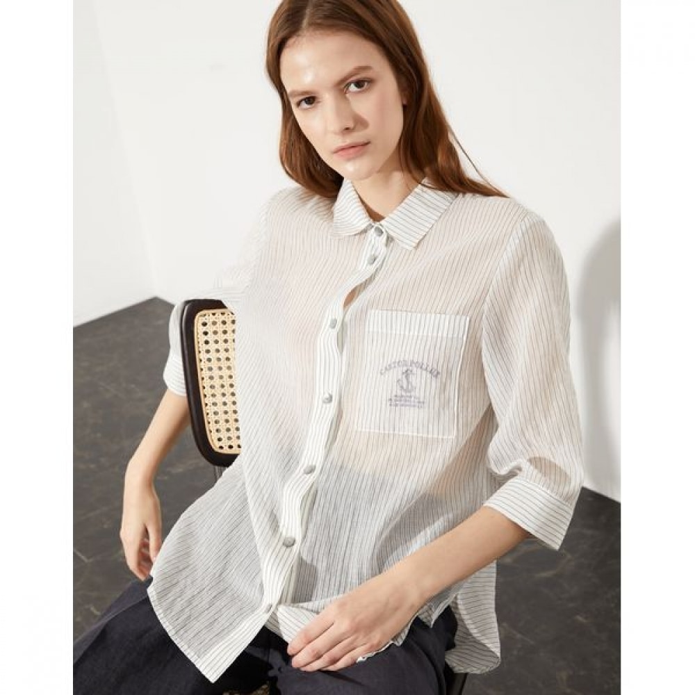 [デイリーリスト] ポケットエンブロイダリーストライプシャツ_MDBNL3M3411