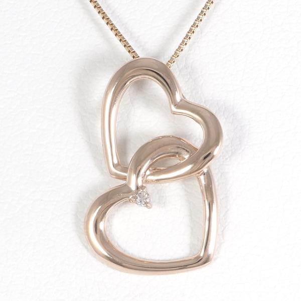 K10 10金 PG ピンクゴールド ネックレス ダイヤ 0.01 約43cm ジュエリー 中古