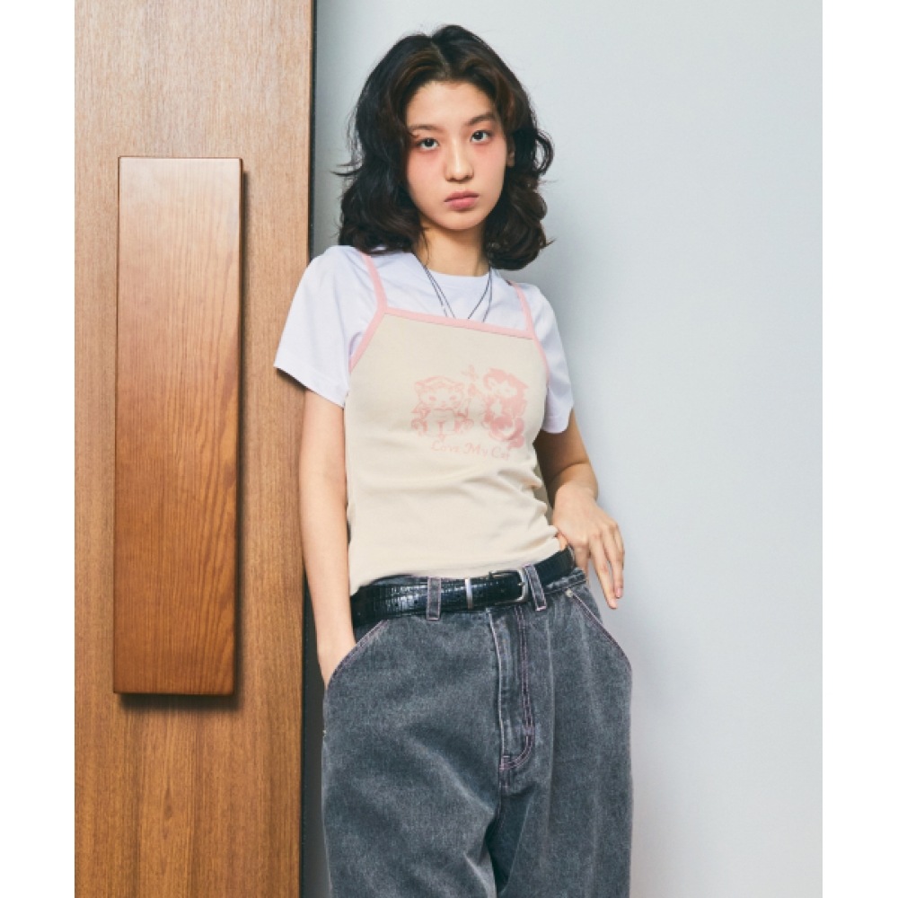 LMC WM ラブマイキャットスリートトップクリーム