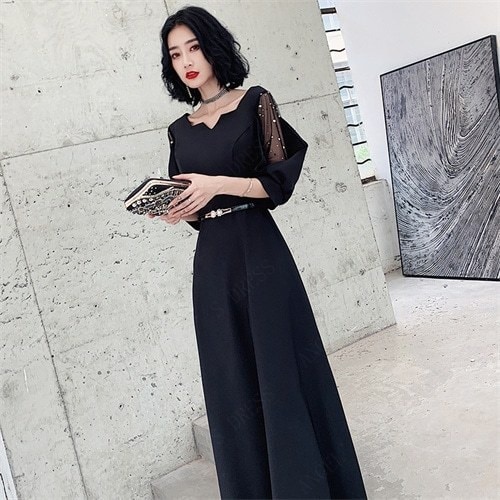 パーティードレス 結婚式 ウエディング 大人 成人式 黒 安い 上品 お呼ばれ 食事会 二次会 20代 30代-43