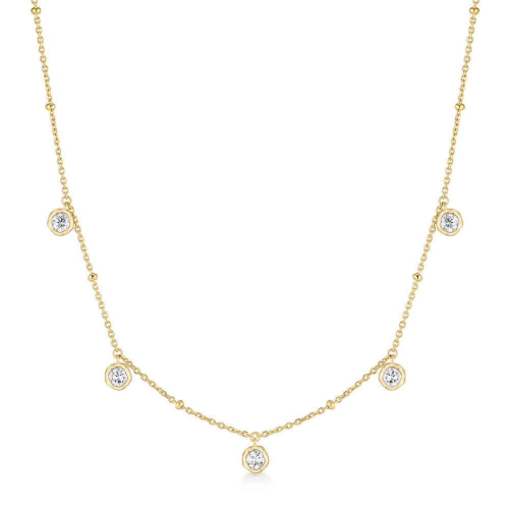 ANIA HAIE ゴールドモルトンベゼルセッティングドロップレットステーション 925 シルバーネックレス N074-07G