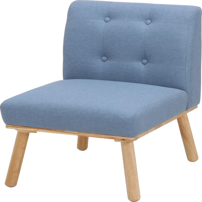 不二貿易 一人掛けソファ 天然木 ダイニングソファ 幅54×奥行62×高さ79cm ブルー ファブリック ソファー 1人用 Natural Signature ヘームル 37026