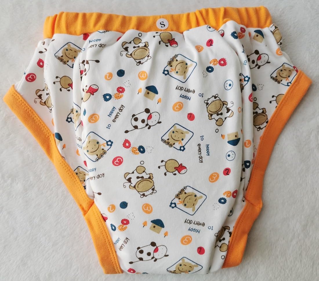 大人用 おむつカバー 防水 失禁パンツ 老人 介護おむつ 失禁 おねしょカバー トレーニングパンツオレンジ 牛 ABDL (L)
