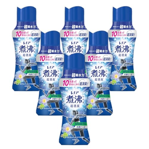 Lenor レノア 煮沸レベル超消臭 抗菌ビーズ SPORTS クールリフレッシュ&シトラスの香り 本体 420mL×6本 [ケース品] 柔軟剤