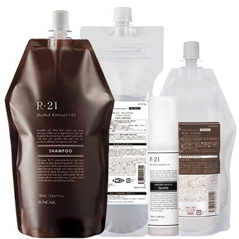 サンコール R-21 シャンプー 700mL + トリートメント 700g + ヘアオイル グロス 100mL + ベースミスト360mL 詰め替え セット エイジング毛 ハリコシ ヘマチン ボリュー