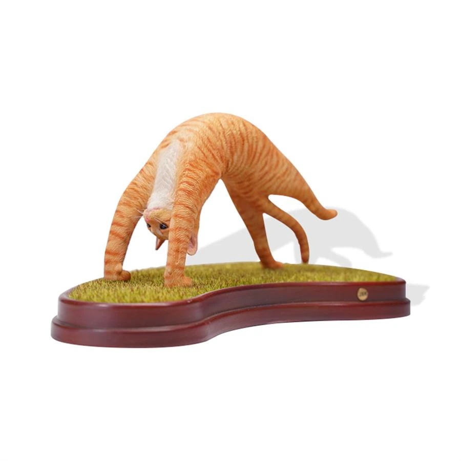 JXK 1/6サイズ 猫 家猫 ヨガネコ3.0 フィギュア 芝生 模型 樹脂 動物 リアル コレクター プラモデル 装飾 撮影 ネコ好き 誕生日 ミニトイ プレゼント 置物