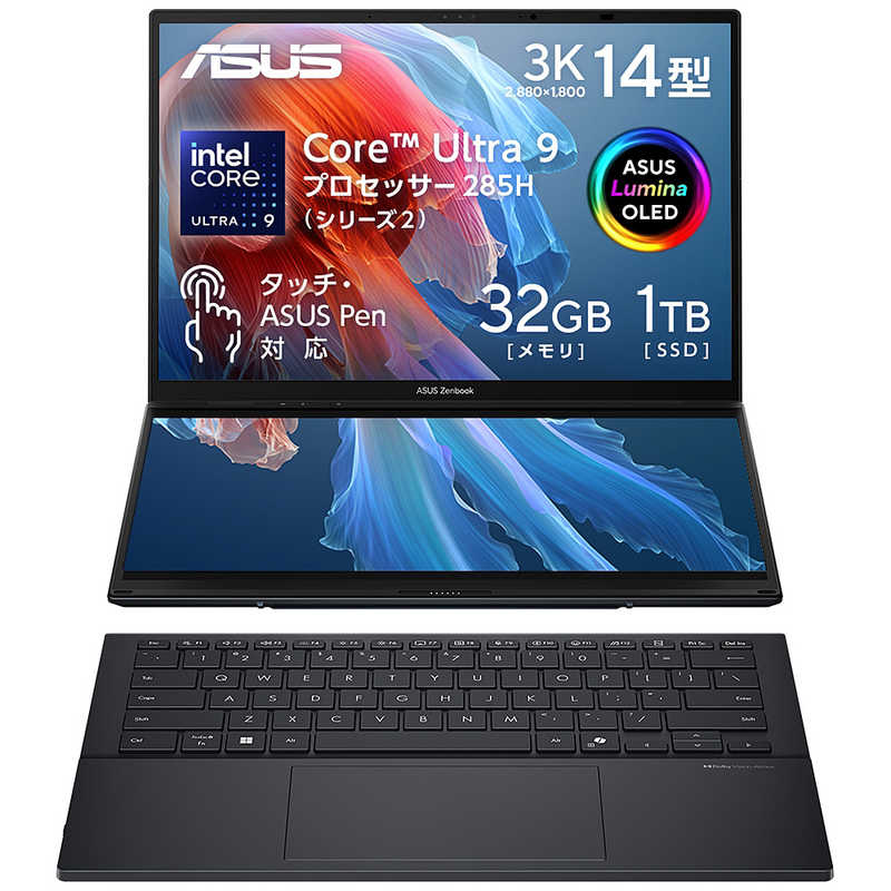 ノートパソコン Zenbook DUO [ 14型 / Win11 Home / Ultra 9 / メモリ32GB / SSD1TB ] インクウェルグレー　UX8406CA-U9321W