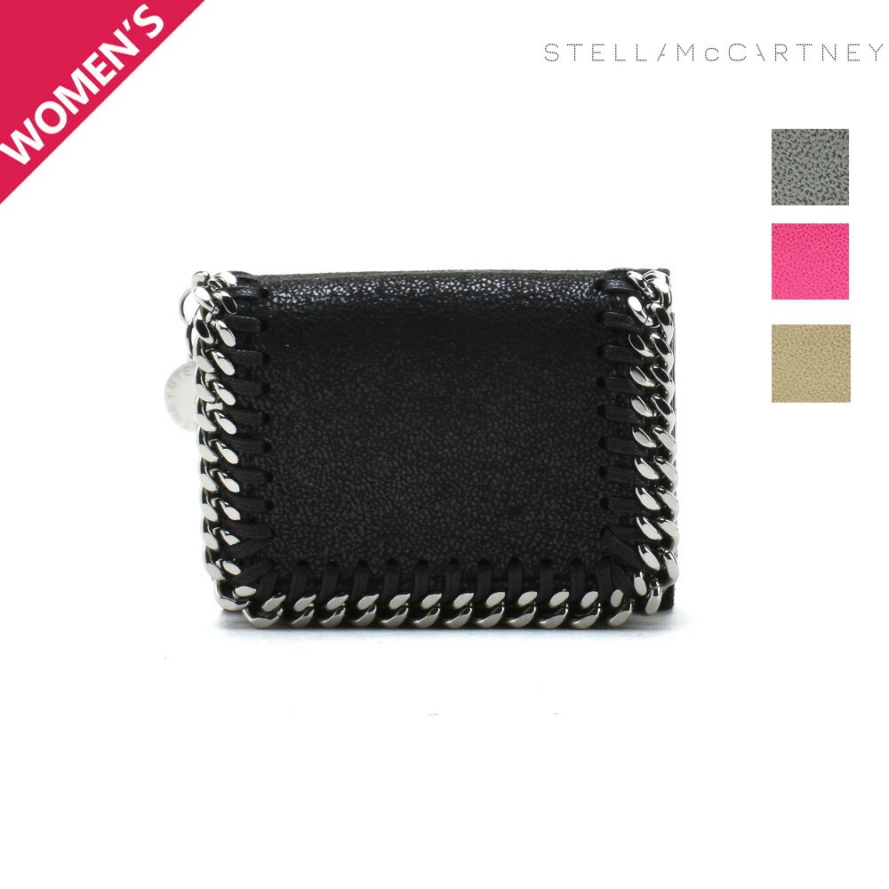 ステラマッカートニー STELLA McCARTNEY 三つ折り財布 レディース ブラック グレー ピンク ベージュ ファラベラ シャギー ディア[521371w9132]