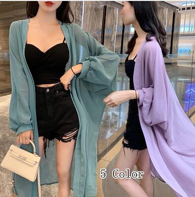 新入荷 UVカット UVケア 冷房対策アウターレディース 花柄の着物風ガウン＆カーディガン にのサラサラ羽織 ワンピース韓国ファッション シフォ シフォン 13,025円