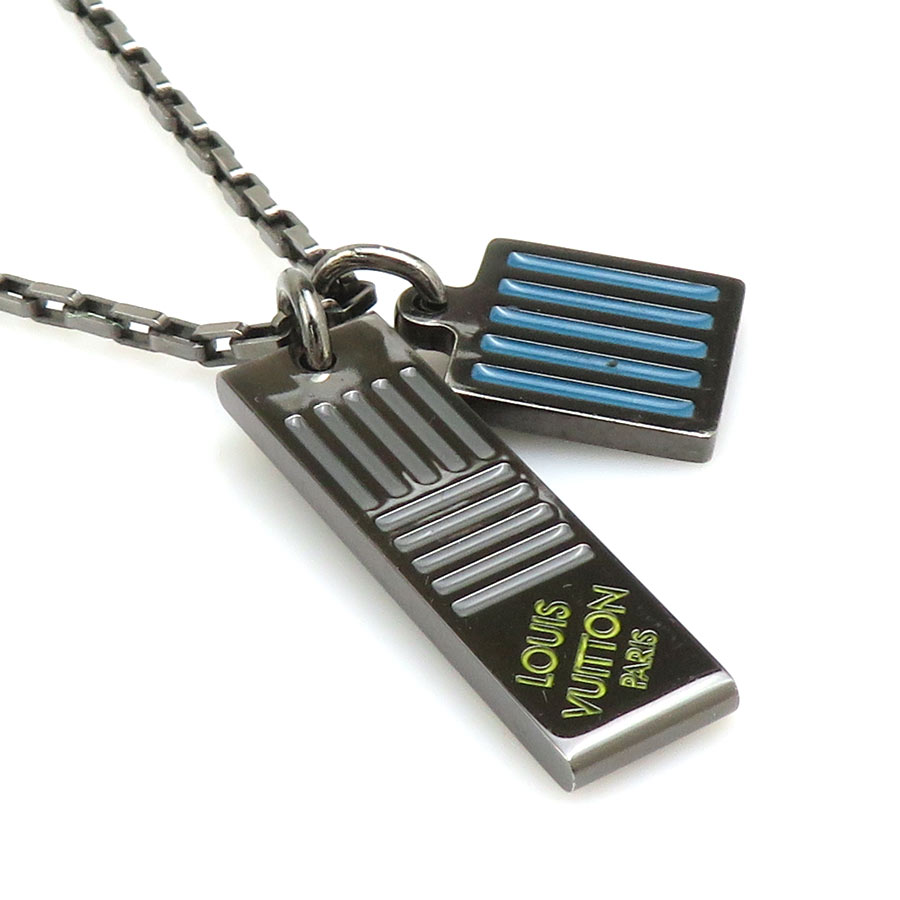 ルイ ヴィトン LOUIS VUITTON ネックレス コリエダミエ カラーズ メタル ガンメタル/ブルー/グレー/イエロー メンズ MP2219 e60825i