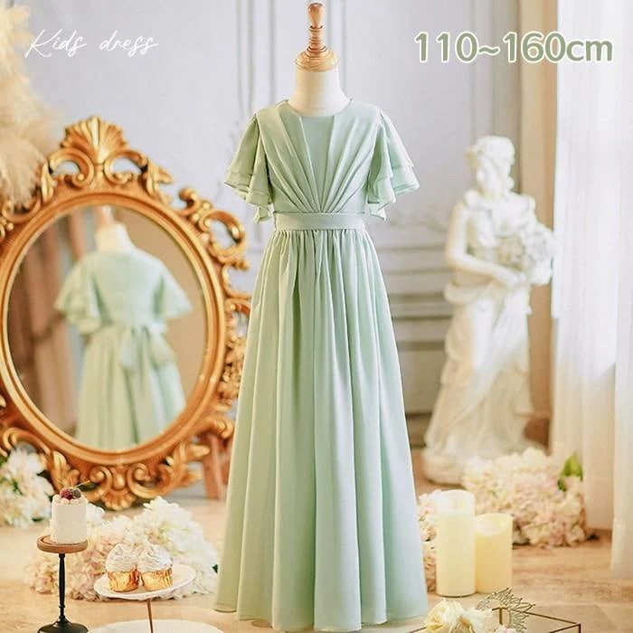 新品/第1弾キャンペーンドレス 発表会 結婚式 女の子 ピアノ発表会 シフォン 110 120 130 140 150 160 フォーマル ワンピース コンクール ロング 半袖 子供 ロングドレス キ