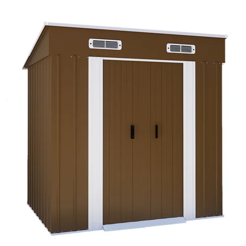 【TYPE A ブラウン】物置 屋外 大型 倉庫 大型物置 戸外収納庫 物置 防水/耐侯 収納可能 ガーデン/庭/田畑/農場 頑丈 大容量 スチール　引き戸　補強フレーム付き 換気口付き　床なし da