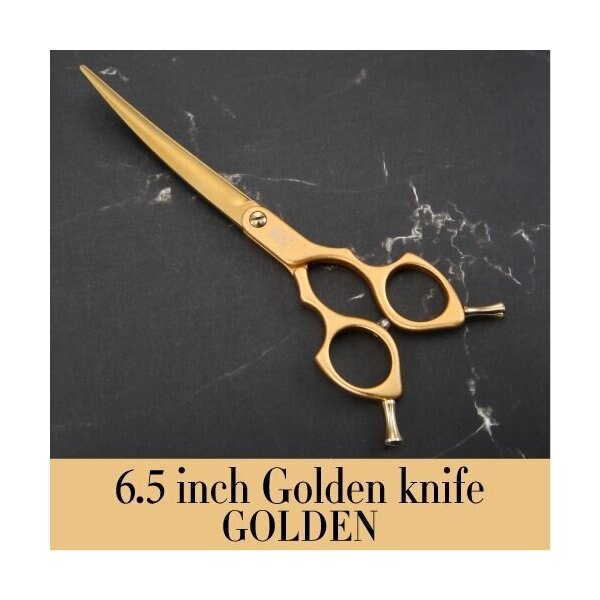 フェニスプロフェッショナルカラフルな6.5インチ湾曲グルーミングはさみペットシザー犬用猫 6.5 GK gold