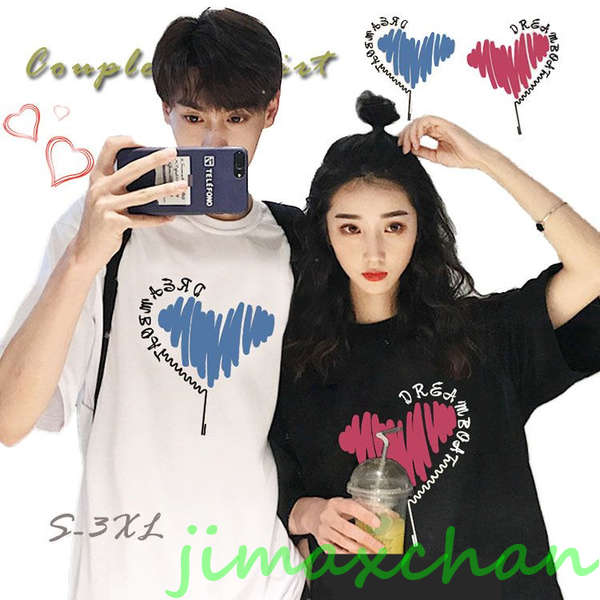 【2枚セット】カップル ペアルック tシャツ 夏 半袖 ペアルック tシャツ 夏服 ペア 夫婦 カップル リンクコーデ 可愛い おしゃれ 白 夏服 メンズ オシャレ レディース