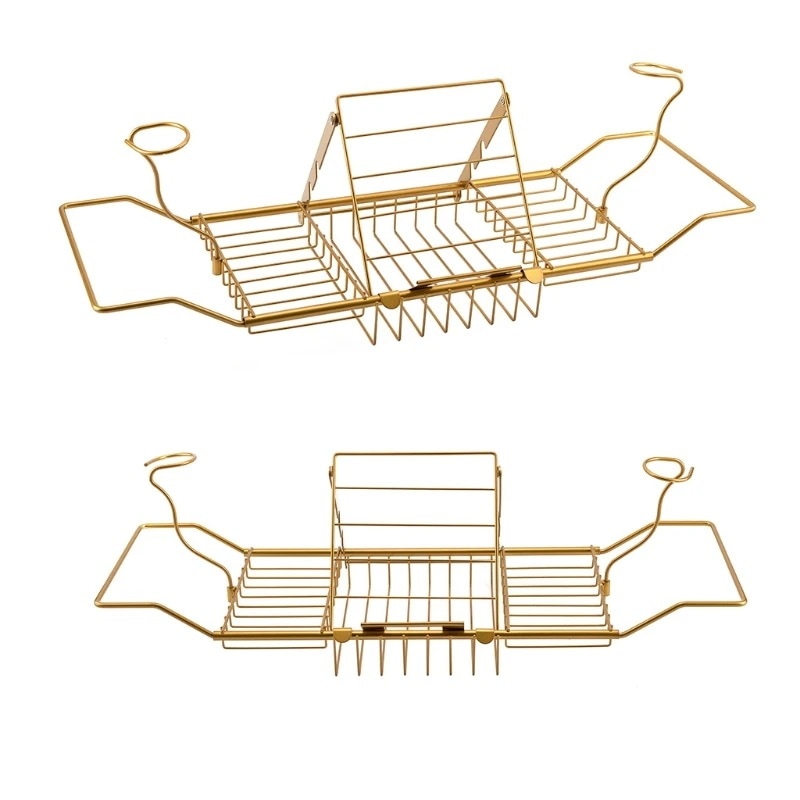 金属製の伸縮式バスタブ,格納式,ワイングラスブックホルダー,オーガナイザーボックス,a04,21,ドロップシッピング